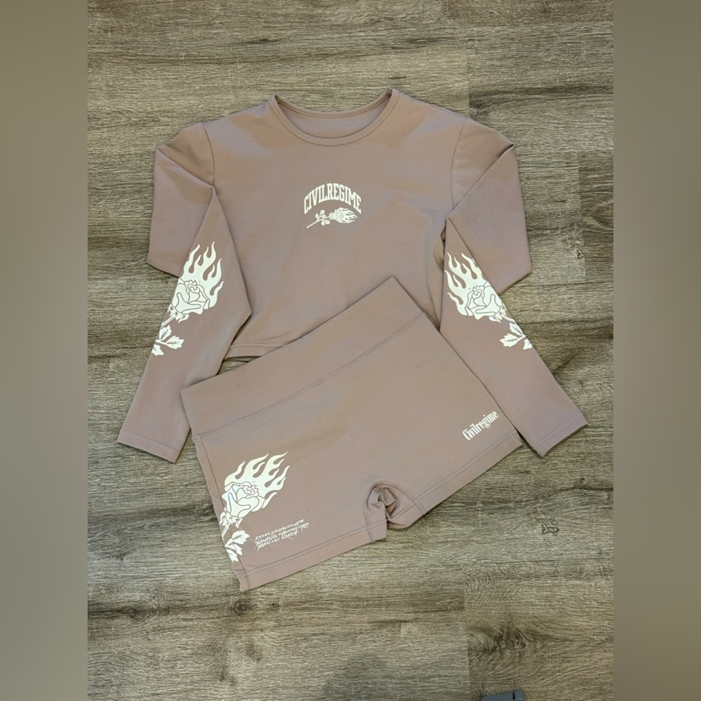 Civilregime Long Sleeve and Shorts Set (ash pink color)